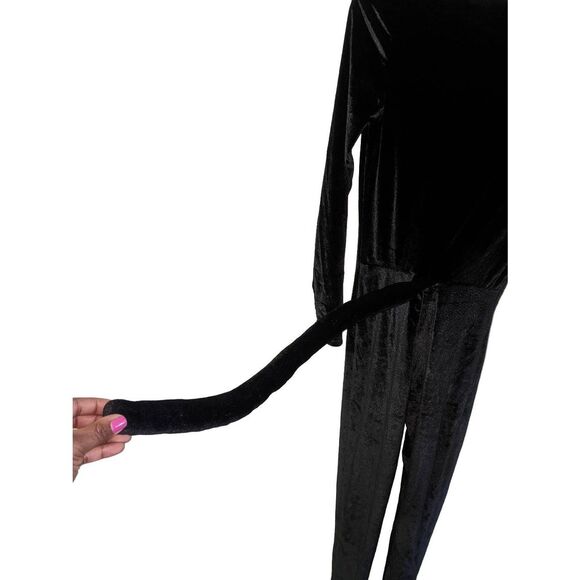 Spirit Halloween Black Onepiece Catsuit Costume with Attached Tail Adult Size XS - Picture 4 of 12
